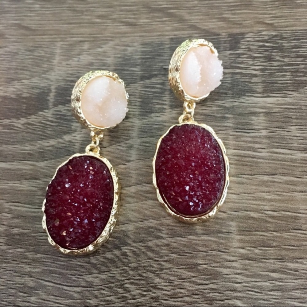 • Now available! Anthro Druzy Quartz Earrings • - Picture 2 of 5